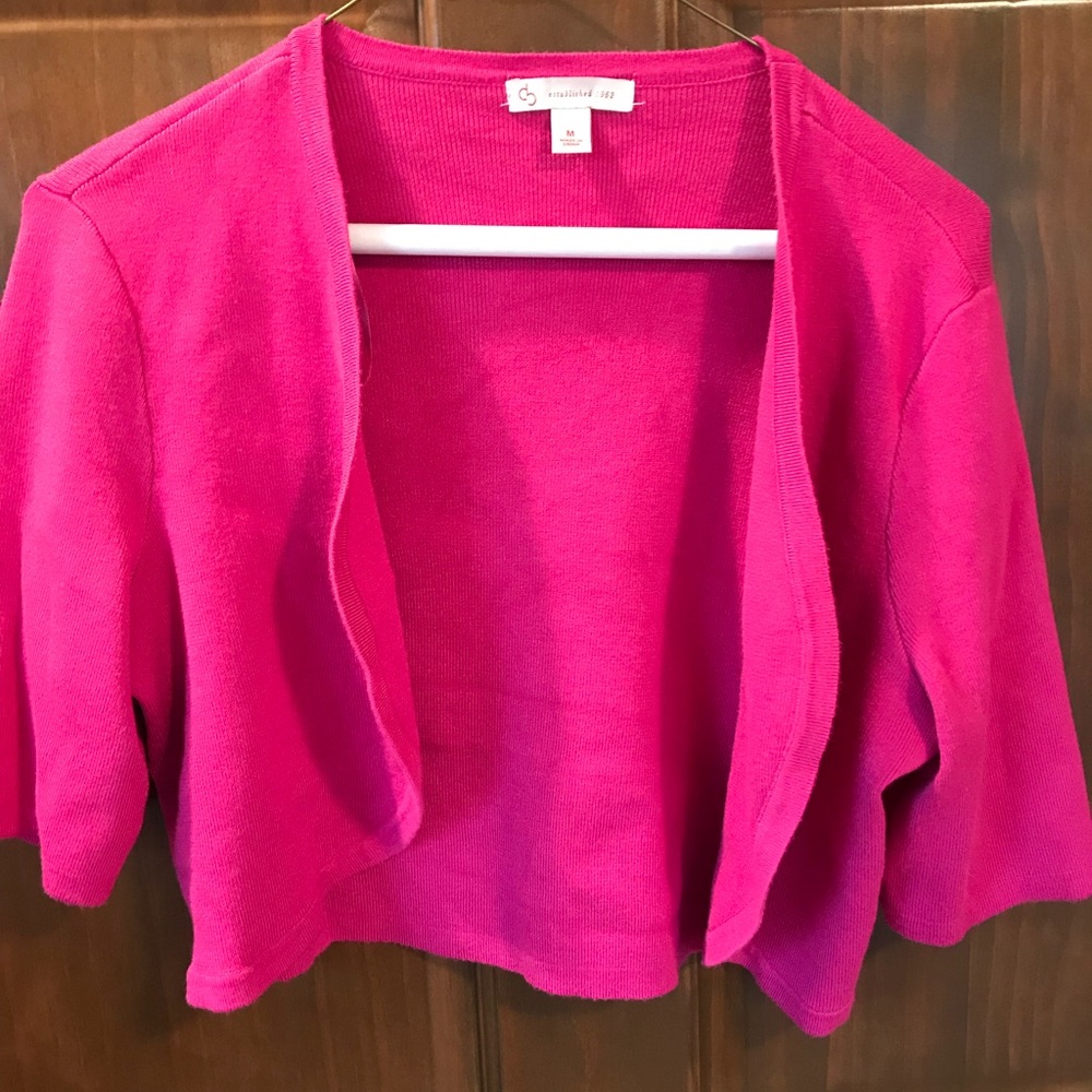 Hot pink bolero/cardigan/shrug. Never worn.